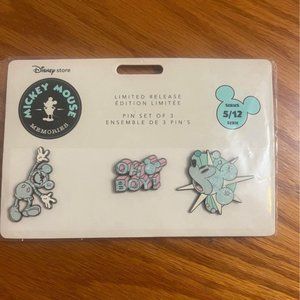 Disney May Mickeys Memories 3 Pin Set Blue 50s